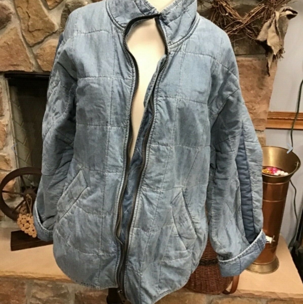 Free People Indigo Dolman Quilted Denim Jacket